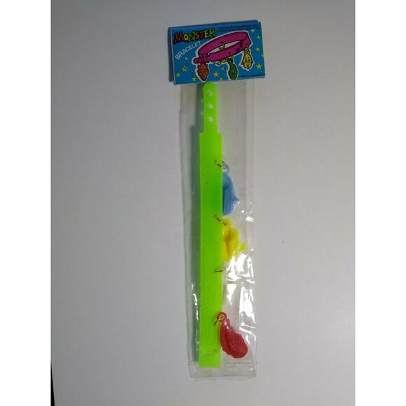 Vintage Halloween Monster Bracelet Ghost Skull Devil Goblin Plastic Charms NOS - Picture 5 of 8